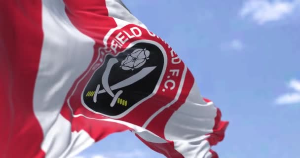 Sheffield Reino Unido Junho 2023 Sheffield United Football Club Bandeira — Vídeo de Stock