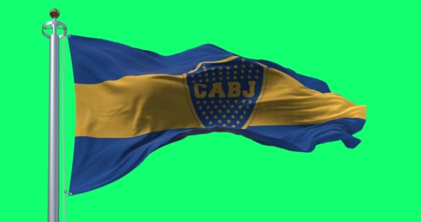 Buenos Aires Junio 2023 Bandera Boca Juniors Ondeando Sobre Pantalla — Vídeos de Stock