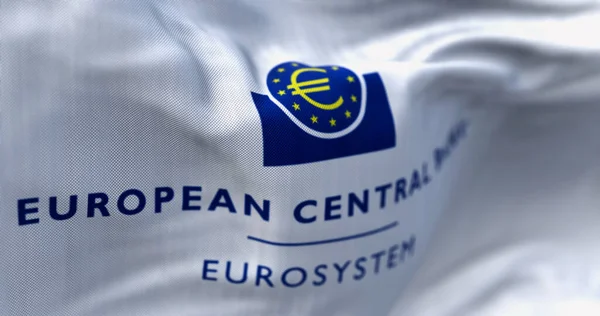 Frankfurt Juni 2023 Großaufnahme Der Flagge Der Europäischen Zentralbank Die — Stockfoto