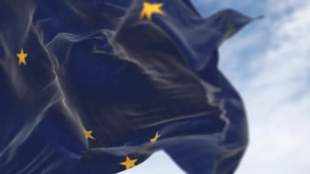 Närbild Alaska Statens Flagga Viftar Mörkblå Bakgrund Med Åtta Gyllene — Stockvideo