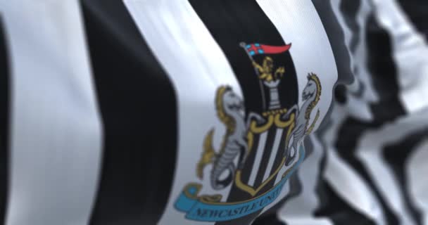 Newcastle Lipca 2023 Tło Tkaniny Newcastle United Flagi Macha Płynna — Wideo stockowe