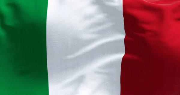 Närbild Den Nationella Flaggan Italien Vinka Vinden Klar Dag Tre — Stockfoto