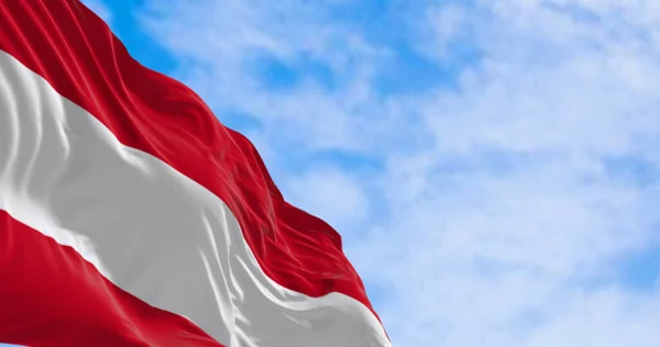 오스트리아의 국기가 흔들었습니다 빨간색 하반부 중간의 일러스트 렌더링 선택적 집중입니다 — 스톡 사진