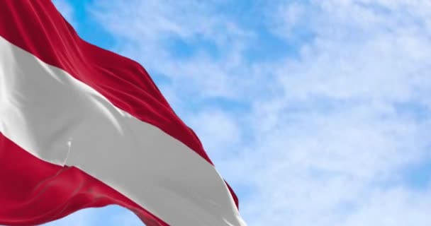National Flag Austria Waving Clear Day Three Equal Horizontal Bands — Wideo stockowe