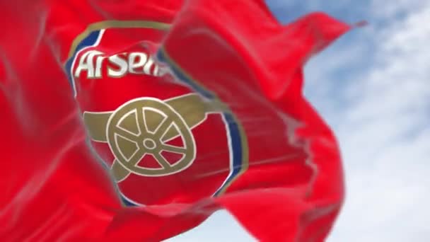 Londýn Velká Británie Května 2023 Arsenal Football Club Vlajka Mává — Stock video