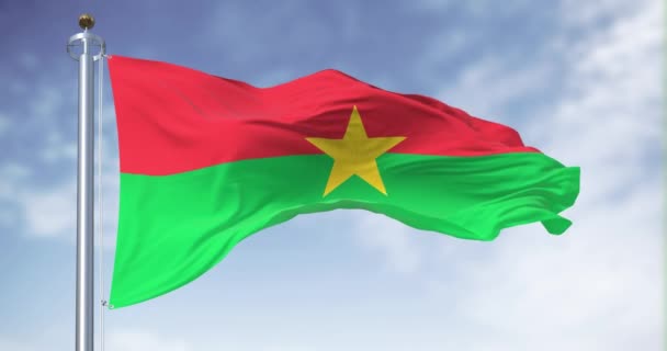 Burkina Faso Nun Ulusal Bayrağı Açık Havada Sallanıyor Ortasında Beş — Stok video