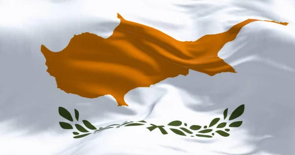 Açık Bir Günde Kıbrıs Ulusal Bayrağının Rüzgarda Dalgalanması Beyaz Bakır — Stok fotoğraf