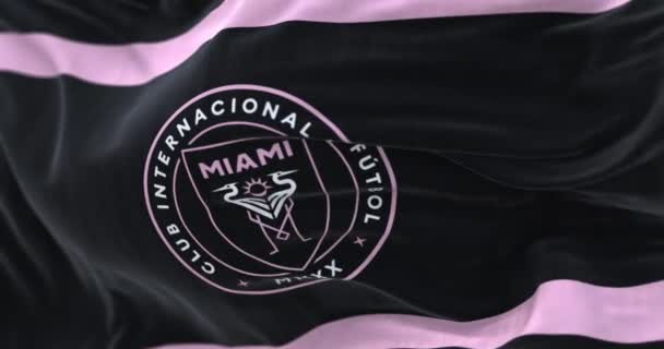 Miami Luglio 2023 Primo Piano Della Bandiera Della Squadra Calcio — Video Stock