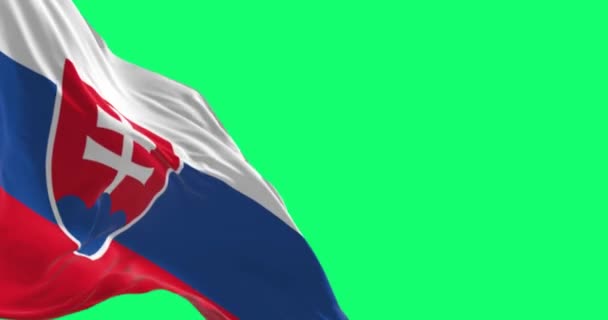 Drapeau National Slovaquie Agitant Sur Fond Vert Rayures Blanches Bleues — Video