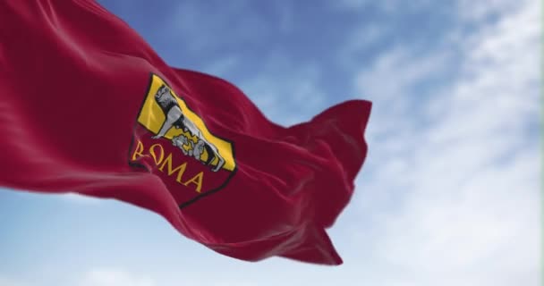 Rom Italien Juli 2023 Roma Flagga Vinkar Klar Dag Roma — Stockvideo