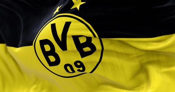 Dortmund Ago 2023 Primer Plano Bandera Borussia Dortmund Ondeando Club — Foto de Stock