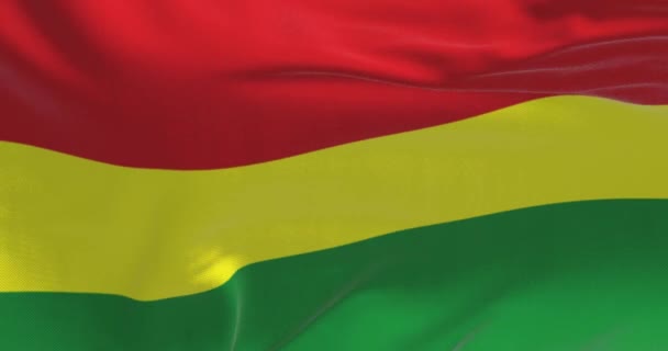 Primer Plano Bandera Nacional Boliviana Ondeando Viento Estado Plurinacional Bolivia — Vídeos de Stock