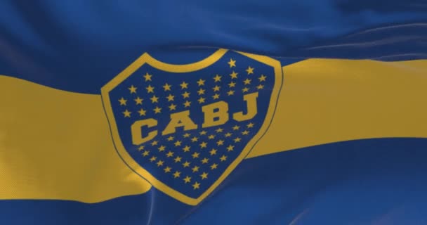 Μπουένος Άιρες Ιουνίου 2023 Κοντινό Πλάνο Της Σημαίας Boca Juniors — Αρχείο Βίντεο