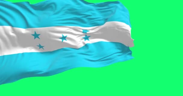 Σημαία Της Ονδούρας Κυματίζει Πάνω Πράσινη Οθόνη Σύμβολο Εθνικής Υπερηφάνειας — Αρχείο Βίντεο