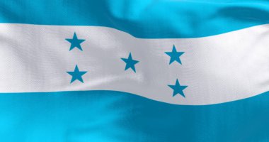 Honduras ulusal bayrağının yakın çekimi. Ulusal gurur, kimlik ve bağımsızlığın sembolü. 3D illüstrasyon canlandırıcı. Çırpınan kumaş arkaplanı