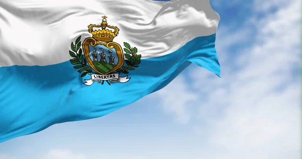 Nationale Vlag Van San Marino Wapperend Wind Een Heldere Dag — Stockfoto