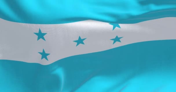 Primer Plano Bandera Nacional Hondureña Ondeando Símbolo Orgullo Nacional Identidad — Vídeo de stock