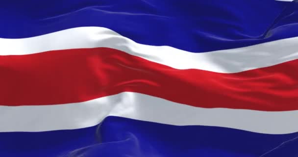 Costa Ricas Nationalflagge Weht Wind Blaue Weiße Rote Weiße Blaue — Stockvideo