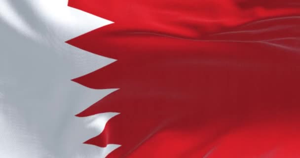 Közelkép Bahreini Nemzeti Zászlóról Fehér Sáv Bal Oldalon Egy Piros — Stock videók