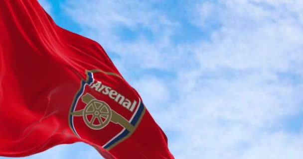 Londres Reino Unido Agosto 2023 Arsenal Football Club Flag Ondeando — Vídeos de Stock
