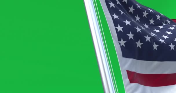 Birleşik Devletlerin Ulusal Bayrağı Sağdan Sola Hareket Ediyor Rüzgarda Sallanıyor — Stok video