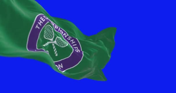 Londres Reino Unido Julho 2023 Bandeira Wimbledon Acenando Isolada Fundo — Vídeo de Stock