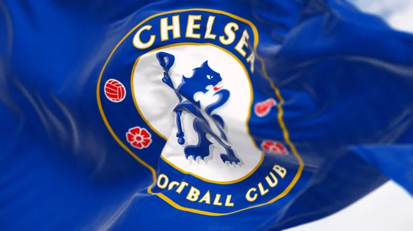 Londyn Wielka Brytania Września 2023 Zbliżenie Flagi Chelsea Football Club — Zdjęcie stockowe