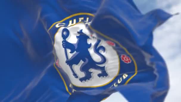Londyn Wielka Brytania Września 2023 Zbliżenie Flagi Chelsea Football Club — Wideo stockowe