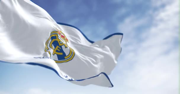 Madrid Spanien Mai 2022 Die Fahne Des Real Madrid Club — Stockvideo