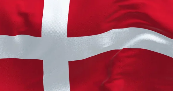 Denmark National Flag Waving Clear Day Red Flag White Scandinavian — Stock Photo, Image