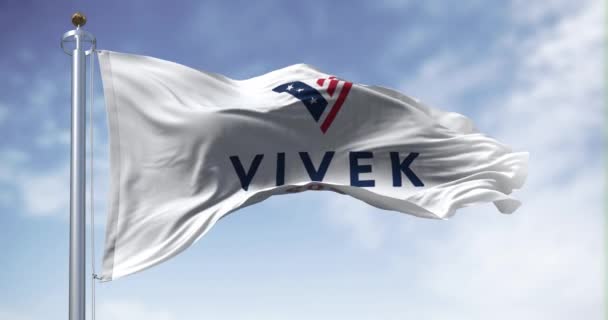 Waszyngton Usa Czerwca 2023 Flaga Flagą Kampanii Wyborczej Vivek Ramaswamy — Wideo stockowe