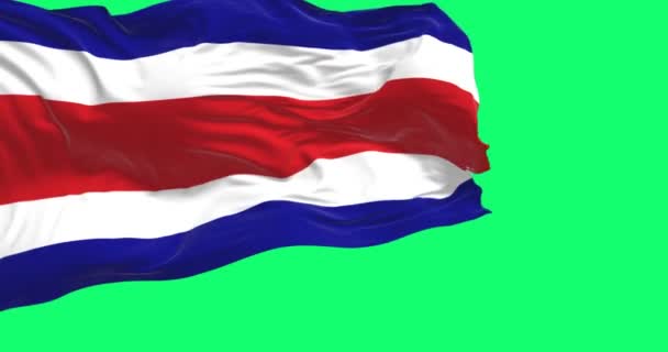 Kosta Rika Ulusal Sivil Bayrağı Yeşil Arka Planda Izole Edildi — Stok video