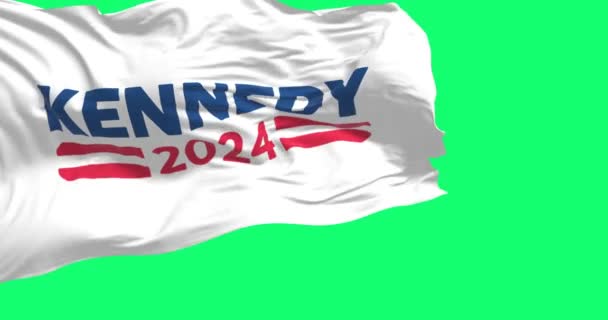 Washington April 2023 Kennedy 2024 Flagga Viftar Isolerad Grön Bakgrund — Stockvideo