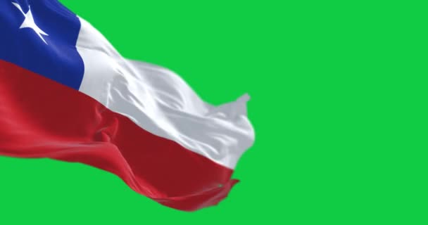 Cile Bandiera Nazionale Sventola Isolato Sfondo Verde Animazione Rendering Senza — Video Stock