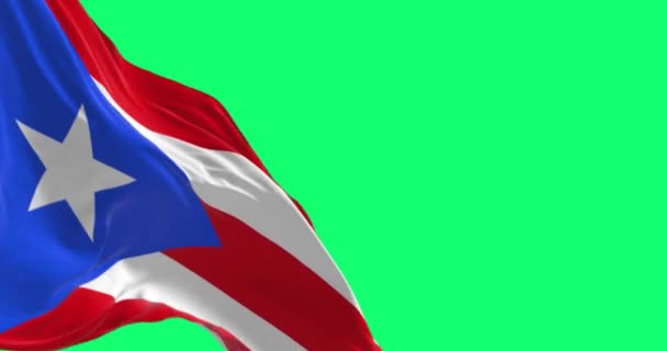 Bandiera Porto Rico Sventola Isolata Sullo Schermo Verde Isola Dei — Video Stock
