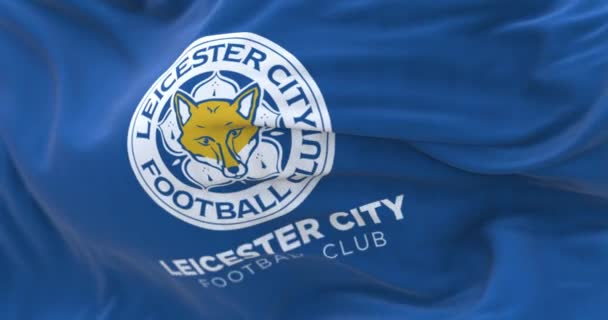 Leicester September 2023 Close Van Vlag Van Leicester City Wapperend — Stockvideo