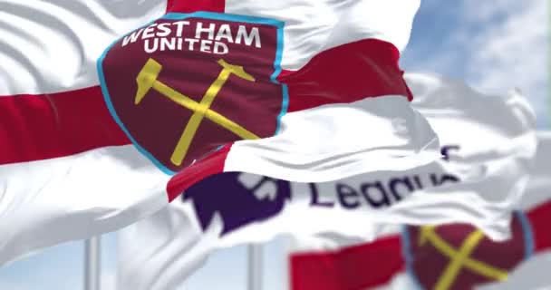 Londýn Velká Británie Července 2023 West Ham United Vlajky Premier — Stock video