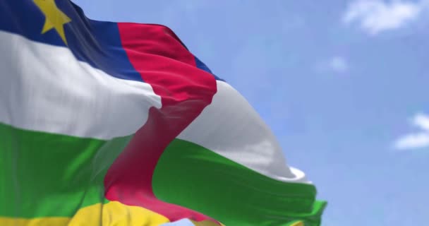 Bandera República Centroafricana Ondeando Día Despejado Animación Renderizado Sin Costuras — Vídeos de Stock