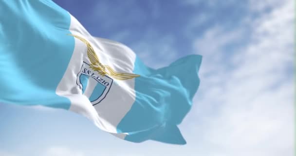 Roma Italia Septembrie 2023 Drapel Lazio Fluturând Într Liberă Club — Videoclip de stoc