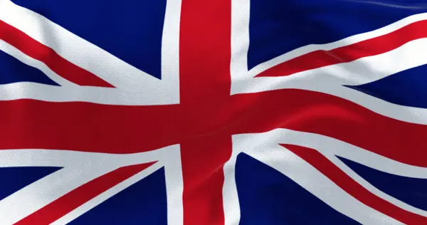 Zbliżenie Flagi Narodowej Wielkiej Brytanii Machającej Wietrze Ilustracja Renderowania Teksturowane — Zdjęcie stockowe