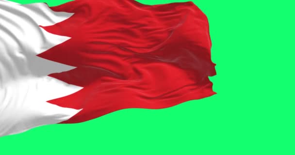 Die Nationalflagge Bahrains Weht Vereinzelt Auf Grünem Hintergrund Nahtlose Renderanimation — Stockvideo