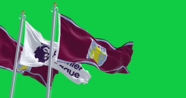 Birmingham Sept 2023 Aston Villa Premier League Flags Waving Isolated — Stock Video