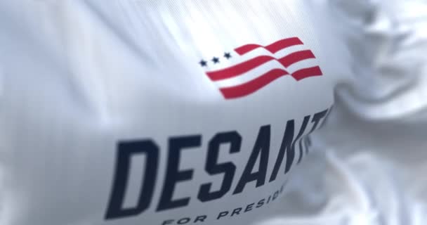 Tallahassee Ηπα Απριλίου 2023 Ron Desantis 2024 Σημαία Της Προεκλογικής — Αρχείο Βίντεο