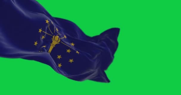 Indiana Állam Zászló Integető Izolátum Zöld Háttérrel Zökkenőmentes Render Animáció — Stock videók