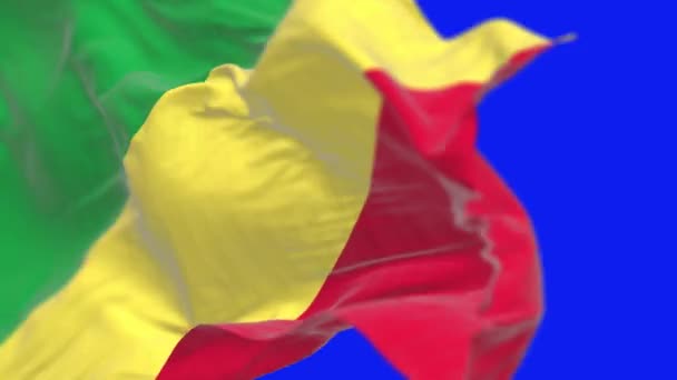 Bandeira Nacional República Congo Acenando Com Vento Isolado Fundo Azul — Vídeo de Stock
