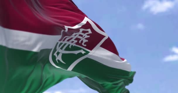 Rio Janeiro Oktober 2023 Fluminense Football Club Flagga Viftar Klar — Stockvideo