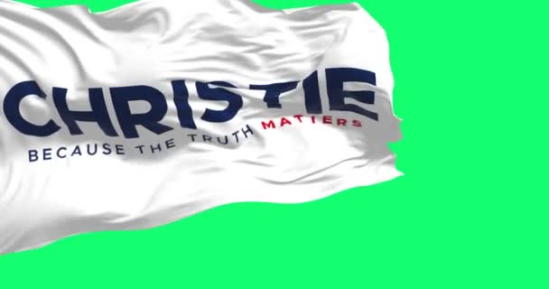 Джерси Сша Июня 2023 Года Флаг Президентской Кампании Криса Кристи — стоковое видео