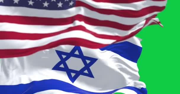 Bandeira Nacional Estado Israel Acenando Com Bandeira Americana Eua Israel — Vídeo de Stock