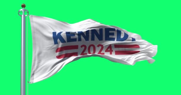 San Diego Usa Okt 2023 Kennedy 2024 Presidentens Kampanjflagga Viftar — Stockvideo