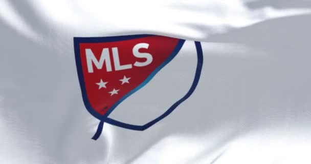 New York Usa Oktober 2023 Nærbilde Major League Soccer Flagget – stockvideo